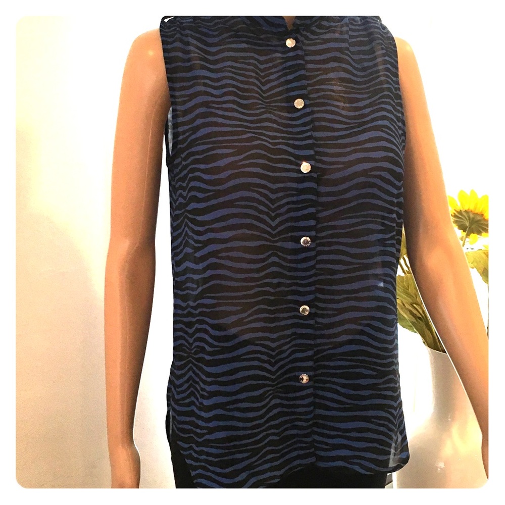 Michael Kors zebra striped sleeveless shirt